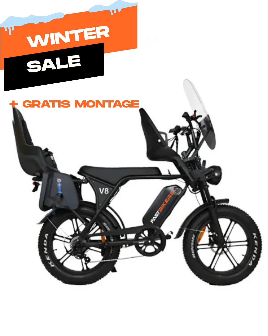 Family Fatbike - Ouxi V8 6.0 (C80) - Zwart - Tot 3 jaar (Inclusief alle accessoires)