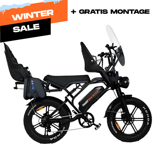 Family Fatbike - V20PRO 9.0 - Zwart - Tot 3 jaar (Inclusief alle accessoires)