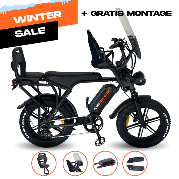 Family Fatbike - Ouxi V8 6.0 (C80) - Zwart - Tot 5 jaar (Inclusief alle accessoires)