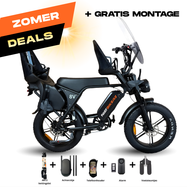 Family Fatbike - Ouxi V8 6.0 (C80) - Zwart - Tot 3 jaar (Inclusief alle accessoires)
