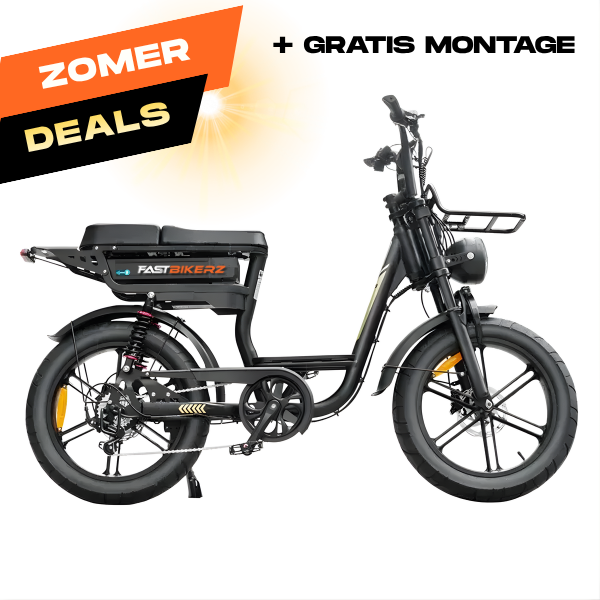 Fatbike COMBIDEAL - FastBikerz V20 Comfort Zwart + Achterzitje + Voetsteuntjes + Voorslot + Slot + Telefoonhouder