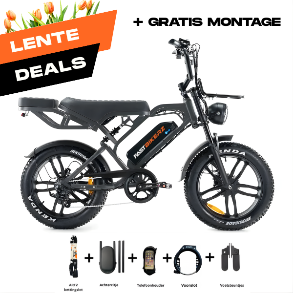 Fatbike COMBIDEAL - FastBikerz V20PRO 9.0 Dark Grey + Achterzitje + Voetsteuntjes + Voorslot + Slot + Telefoonhouder