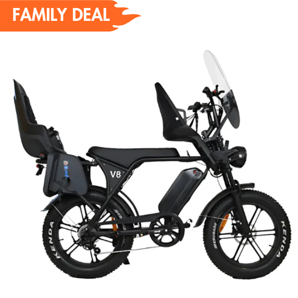Family Fatbike - Ouxi V8 5.0 (C80) - Zwart - Tot 3 jaar (Inclusief alle accessoires)