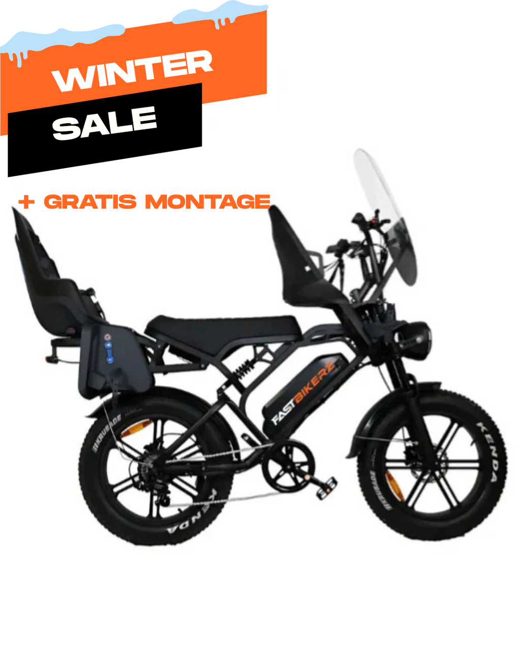 Family Fatbike - V20PRO 9.0 - Zwart - Tot 3 jaar (Inclusief alle accessoires)