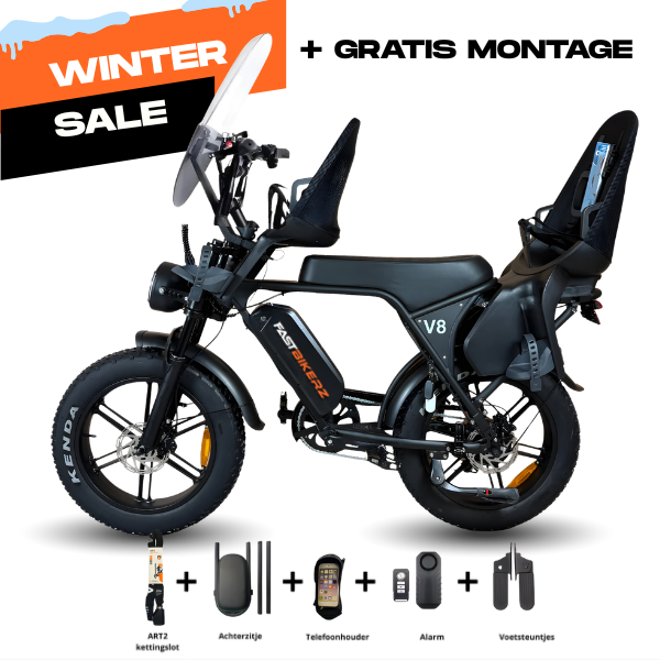 Family Fatbike - Ouxi V8 6.0 (C80) - Zwart - Tot 3 jaar (Inclusief alle accessoires)