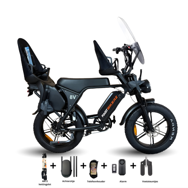 Family Fatbike - Ouxi V8 6.0 (C80) - Zwart - Tot 3 jaar (Inclusief alle accessoires)