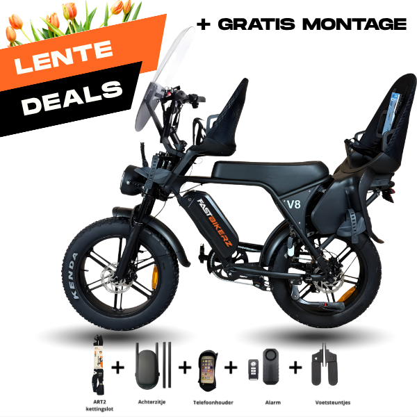 Family Fatbike - Ouxi V8 6.0 (C80) - Zwart - Tot 3 jaar (Inclusief alle accessoires)
