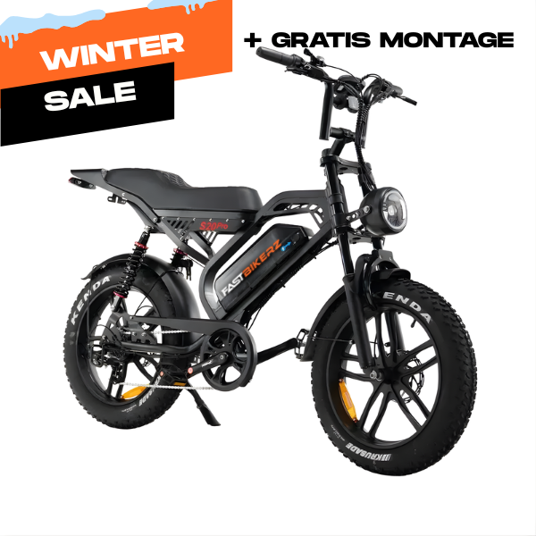 Fatbike COMBIDEAL - FastBikerz S20 PRO Zwart + Achterzitje + Voetsteuntjes + Voorslot + Slot + Telefoonhouder