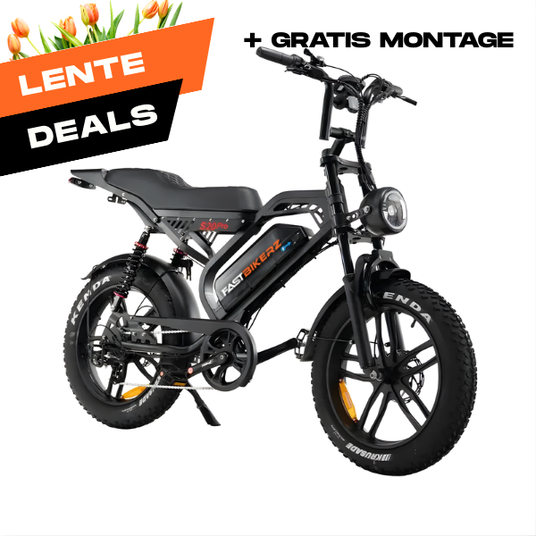 Fatbike COMBIDEAL - FastBikerz S20 PRO Zwart + Achterzitje + Voetsteuntjes + Voorslot + Slot + Telefoonhouder