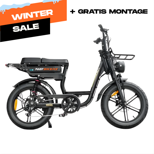 Fatbike COMBIDEAL - FastBikerz V20 Comfort Zwart + Achterzitje + Voetsteuntjes + Voorslot + Slot + Telefoonhouder