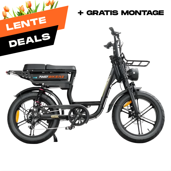 Fatbike COMBIDEAL - FastBikerz V20 Comfort Zwart + Achterzitje + Voetsteuntjes + Voorslot + Slot + Telefoonhouder
