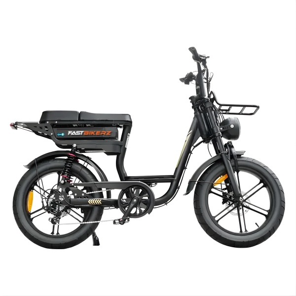 Fatbike COMBIDEAL - FastBikerz V20 Comfort Zwart + Achterzitje + Voetsteuntjes + Voorslot + Slot + Telefoonhouder
