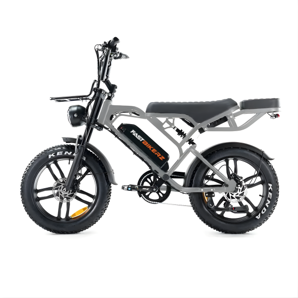 Fatbike COMBIDEAL - FastBikerz V20PRO 9.0 Nardo Grey + Achterzitje + Voetsteuntjes + Voorslot + Slot + Telefoonhouder